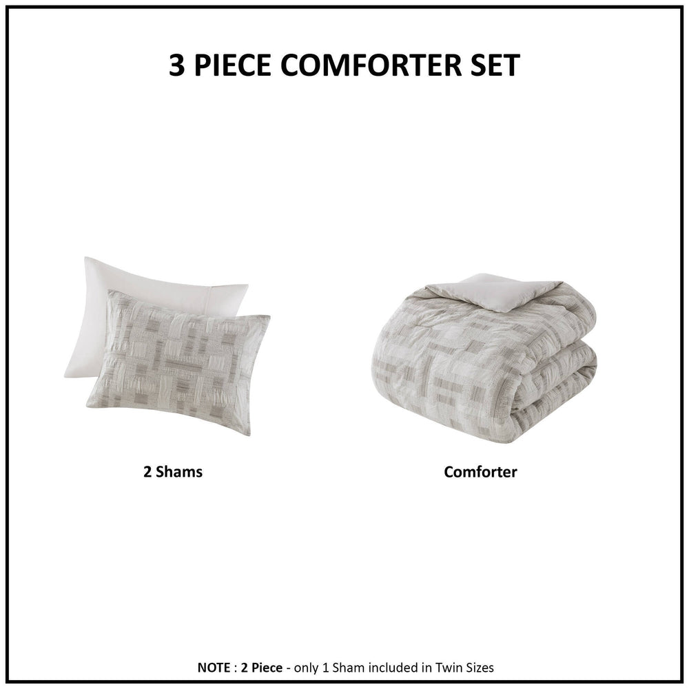 3 Piece Cotton Jacquard Comforter Set-Full/Queen Media 7