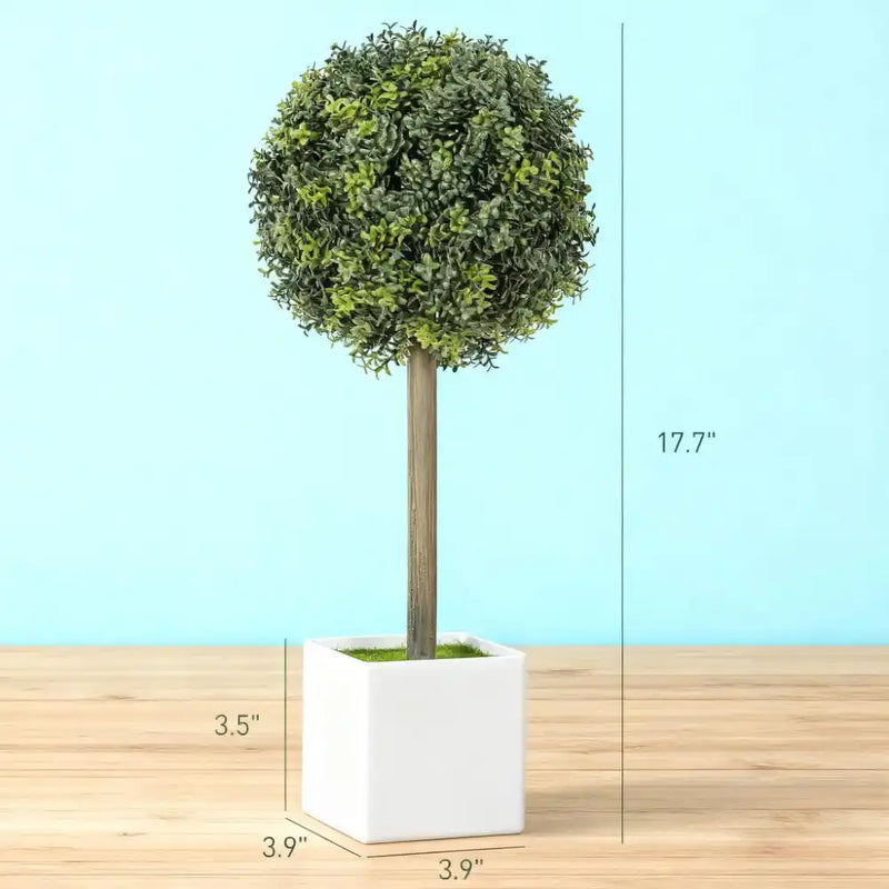 2 pcs Artificial Plants Fake Boxwood Topiary Balls with 114 PE Leaves