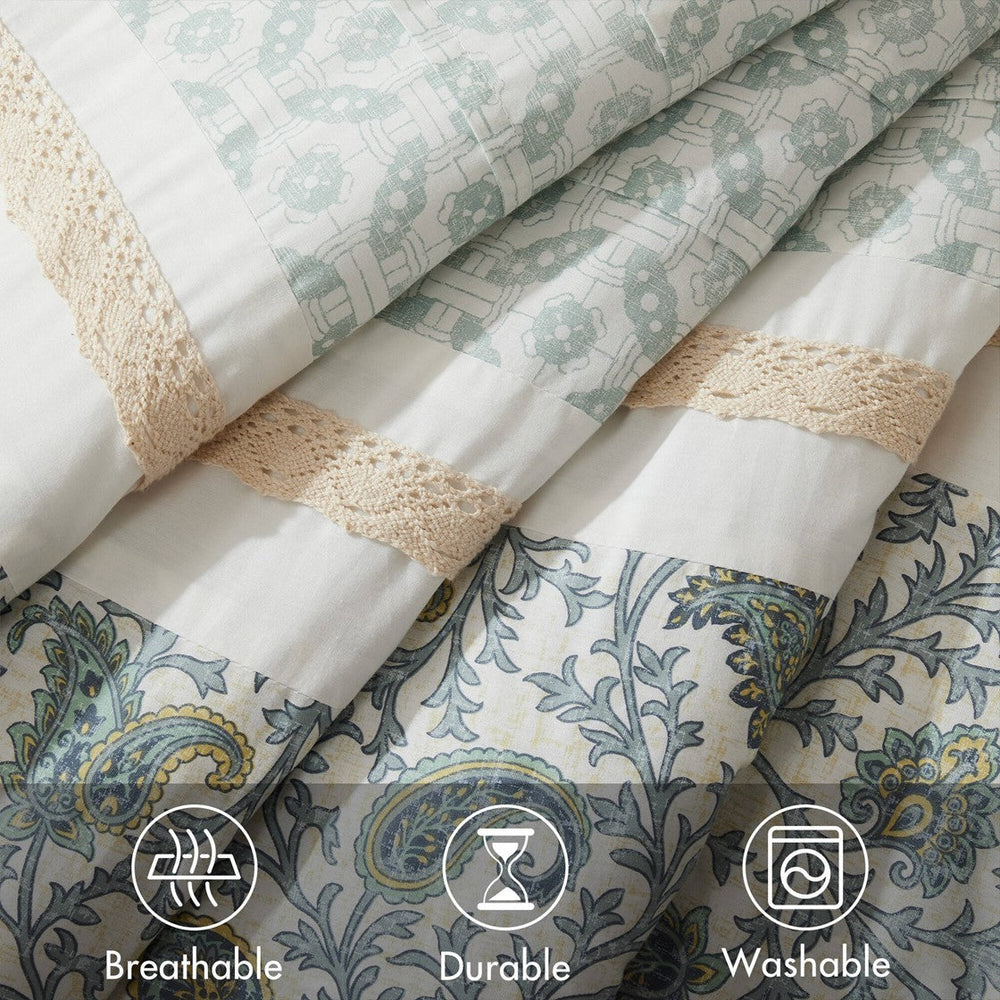 9 Piece Cotton Percale Comforter Set Aqua King Media 11