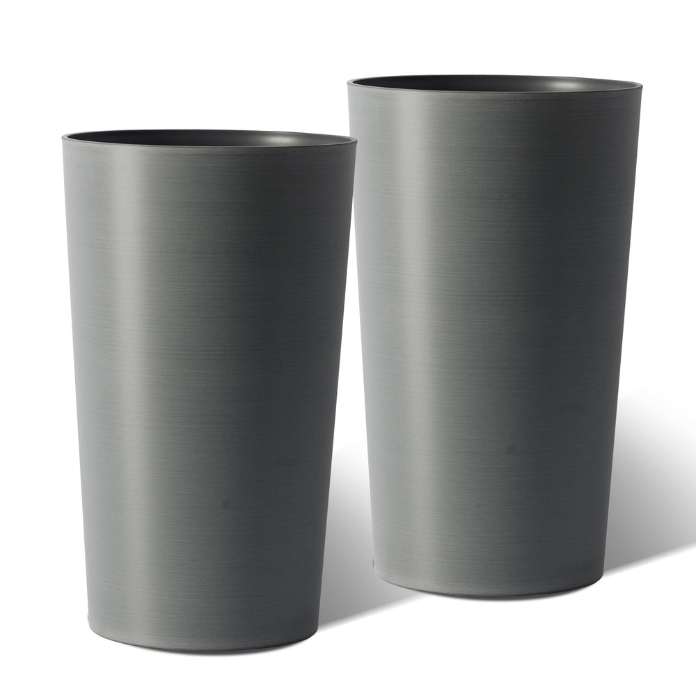 2 Pack Tall 21.7 in Planters for Outdoor Plants Modern Tall Square Planter Box Indoor Outdoor Porch Patio Flower Pot Modern Big Tapered Matte Tree Flower Pot for Garden, (Grey) Media 13