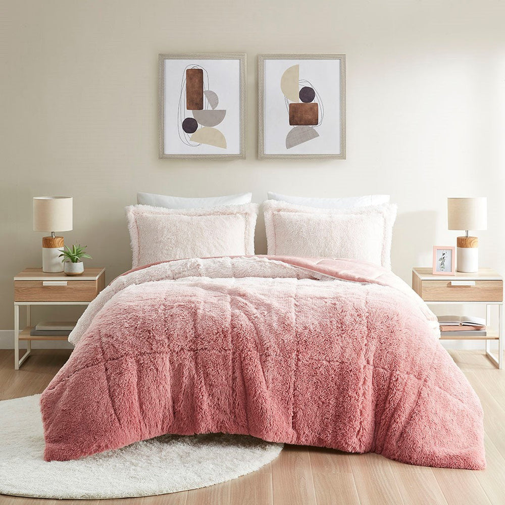 Twin/Twin XL Ombre Shaggy Long Fur Comforter Mini Set Media 7