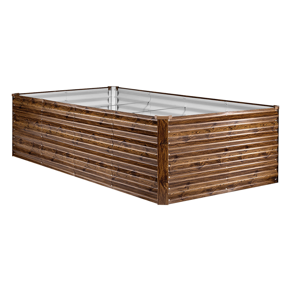 Galvanized Raised Garden Bed, 8 x 4 x 2 ft, Rectangular Metal Planter Box Kit Outdoor, Bottomless Elevated Planting Box with Gloves, Alu-Zinc, for Growing Flowers Vegetables, Deep Wood Grain Media 2