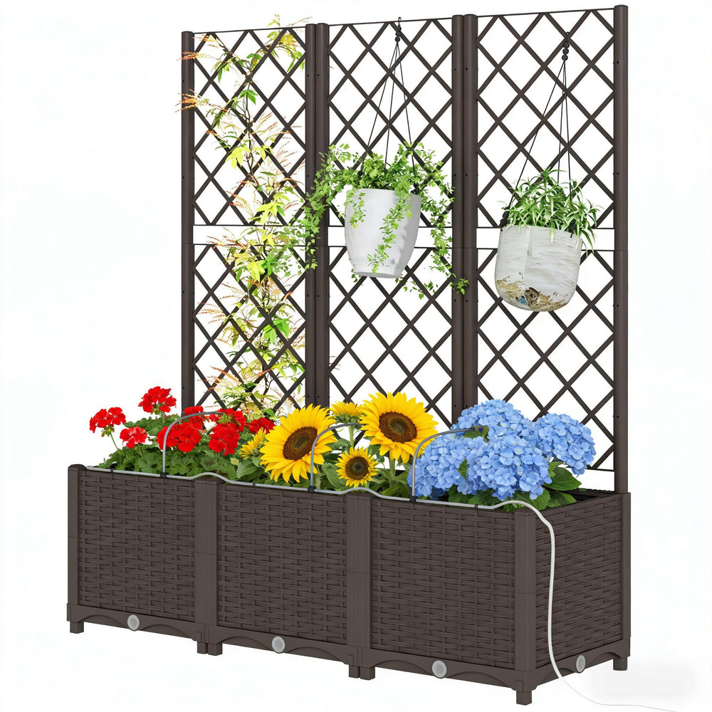 Outdoor Planter Box,Practical Self-Watering Raised Garden Bed Media 2