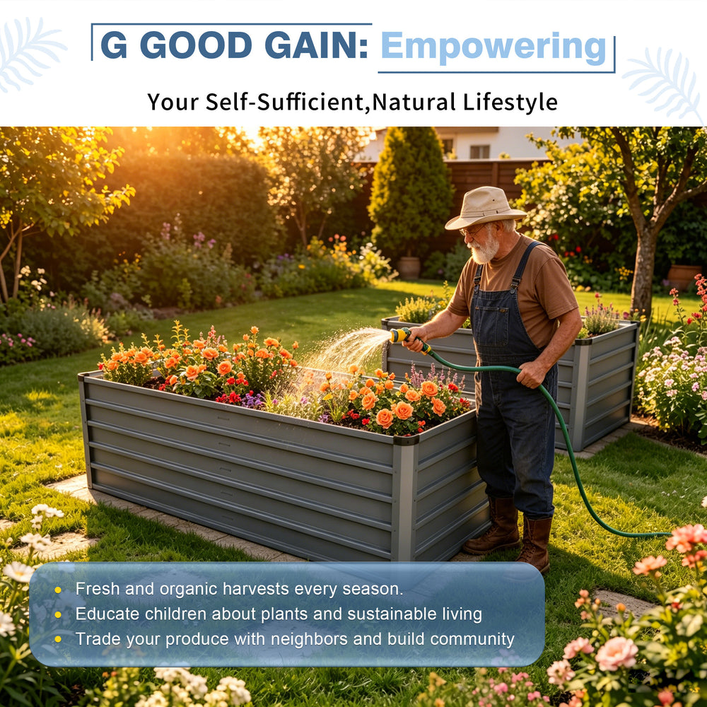 6x3x2 ft Large Raised Garden Bed, Gray Rectangular Galvanized Metal Outdoor Planter with 269 Gallon Capacity and Deep Root Design, Ideal for Growing Vegetables, Flowers and Herbs Media 5