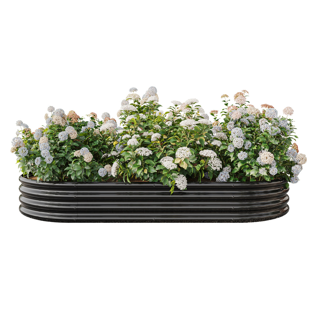 Raised Garden Bed Outdoor,   Oval Large Metal Raised Planter Bed for for Plants, Vegetables, and Flowers - Black Media 10