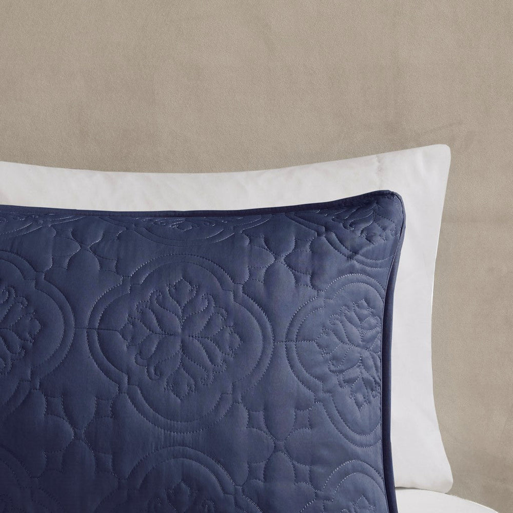 3 Piece Reversible Bedspread Set Navy Full/Queen Media 10