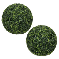 18.5IN dark Artificial Topiary Balls Outdoor Faux Boxwood Decorative Green Spheres for Garden Front Porch Patio Planter Decoration, 2pcs/set perspective