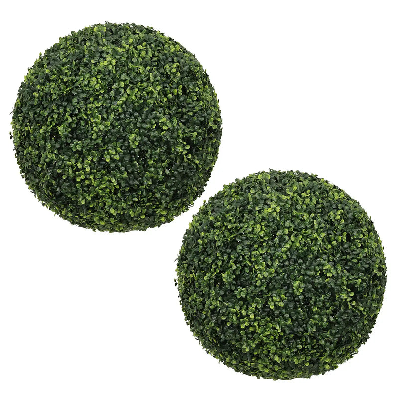 18.5IN dark Artificial Topiary Balls Outdoor Faux Boxwood Decorative Green Spheres for Garden Front Porch Patio Planter Decoration, 2pcs/set
