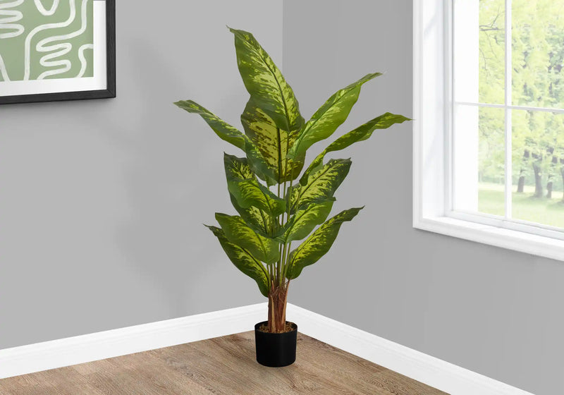 Artificial Plant, 47' Tall, Evergreen Tree, Indoor, Faux, Fake, Floor, Greenery, Potted, Real Touch, Decorative, Green Leaves, Black Pot