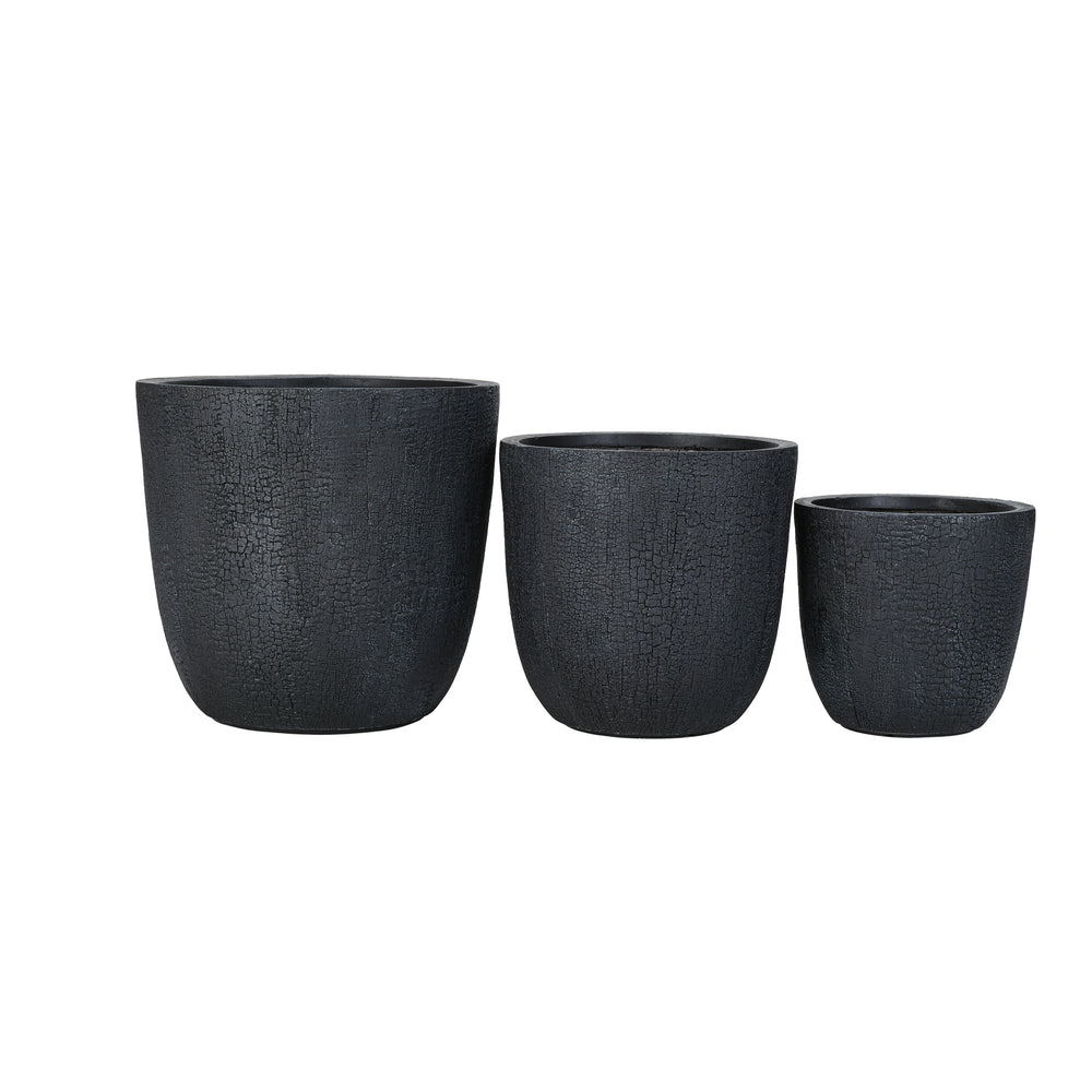 U_STYLE Lightweight MGO Planter Set of 3,16.93'+13.78'+11.02' Dia Round Concrete Stackable Flower Pots with Drainage Holes and Rubber Plug,Crackle Stone Texture for Patio Garden Balcony Indoor Outdoor Media 11