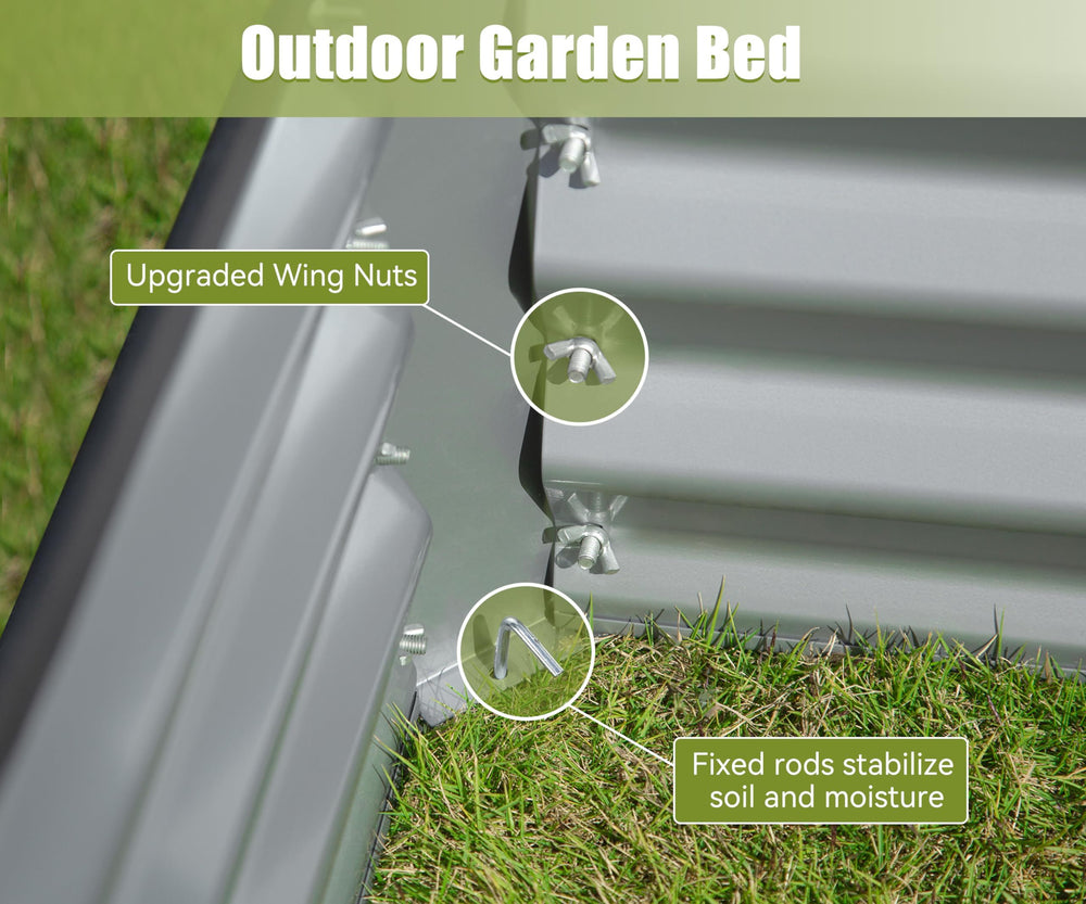 8x4x1 ft Galvanized Raised Garden Bed, Outdoor Planter Garden Boxes Large Metal Planter Box for Gardening Vegetables Fruits Flowers, Silver Media 5