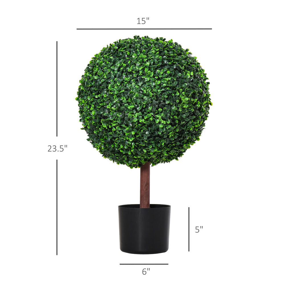 23.5' Artificial Boxwood Topiary Ball Tree, Fake Decorative Plant, Nursery Pot Included for Home, Balcony, Backyard and Garden Media 8