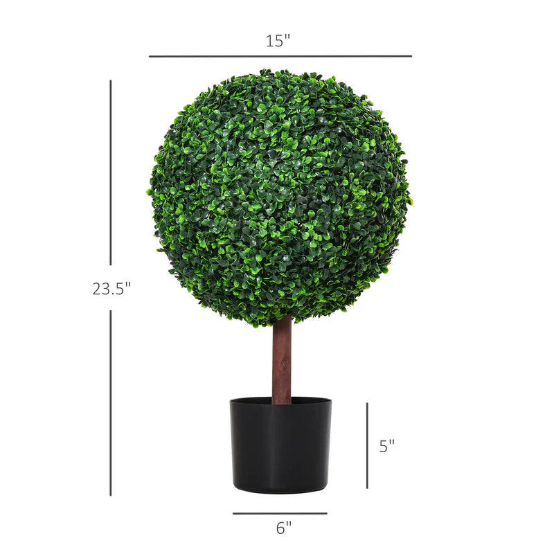 23.5' Artificial Boxwood Topiary Ball Tree, Fake Decorative Plant, Nursery Pot Included for Home, Balcony, Backyard and Garden