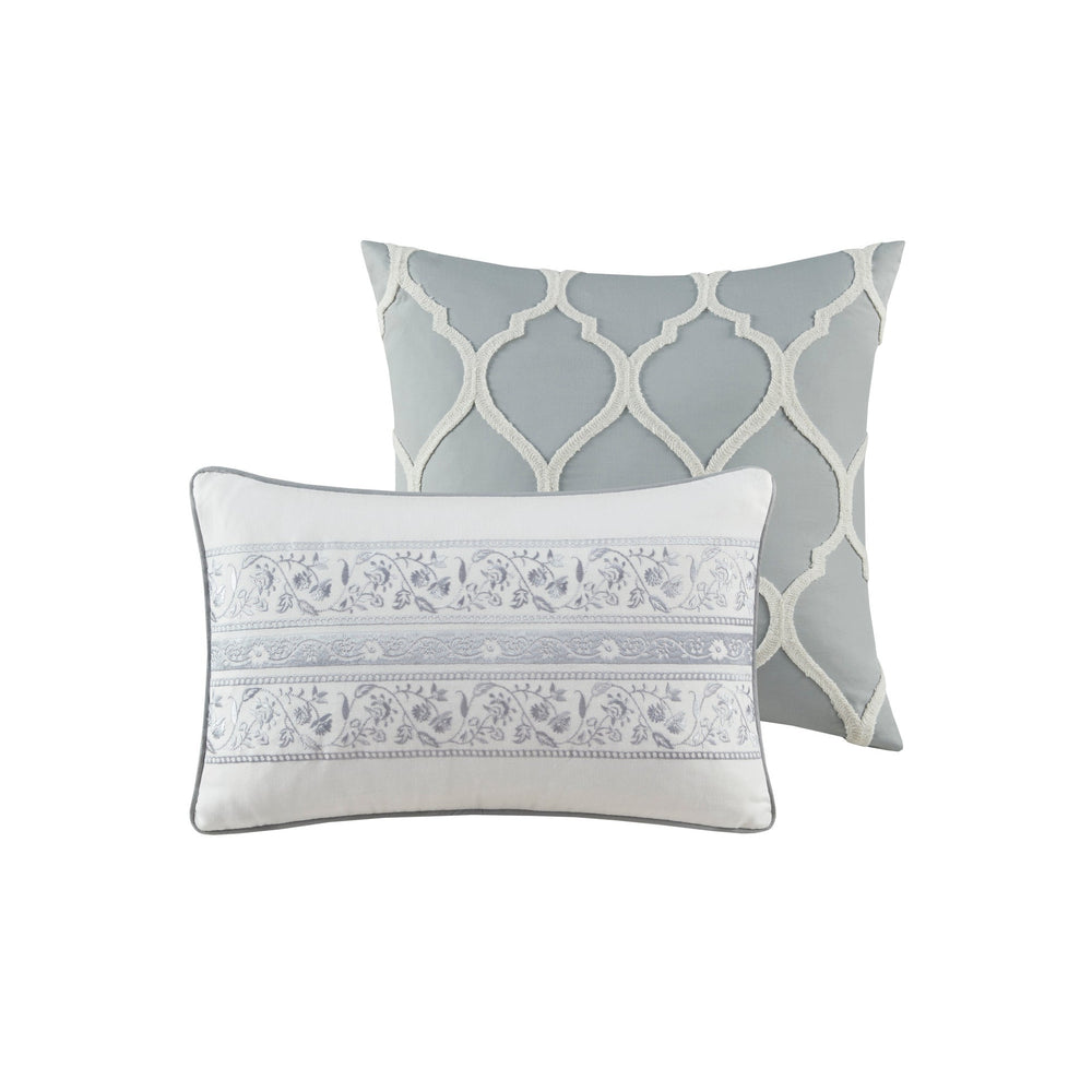 6 Piece Cotton Comforter Set Grey Queen Media 4