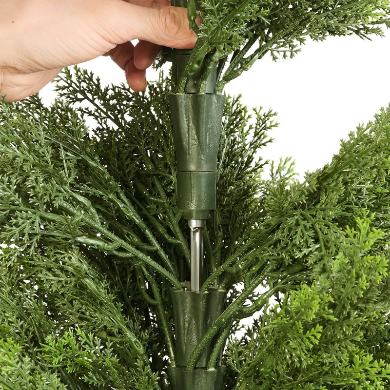 Artificial Topiary Cedar Trees, 48 inch 2 Set Faux Pine Shrubs Plants, Fake Silk Tree Look Real, Easy Assembly for Decor Front Porch Outdoor Patio Garden Balcony Backyard Indoor Office