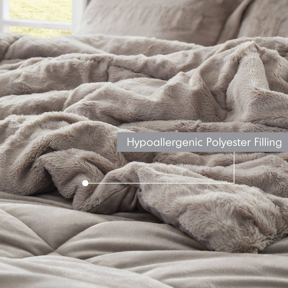 3 PCS King/Cal King Solid Faux Fur Comforter Mini Set Gray Media 4