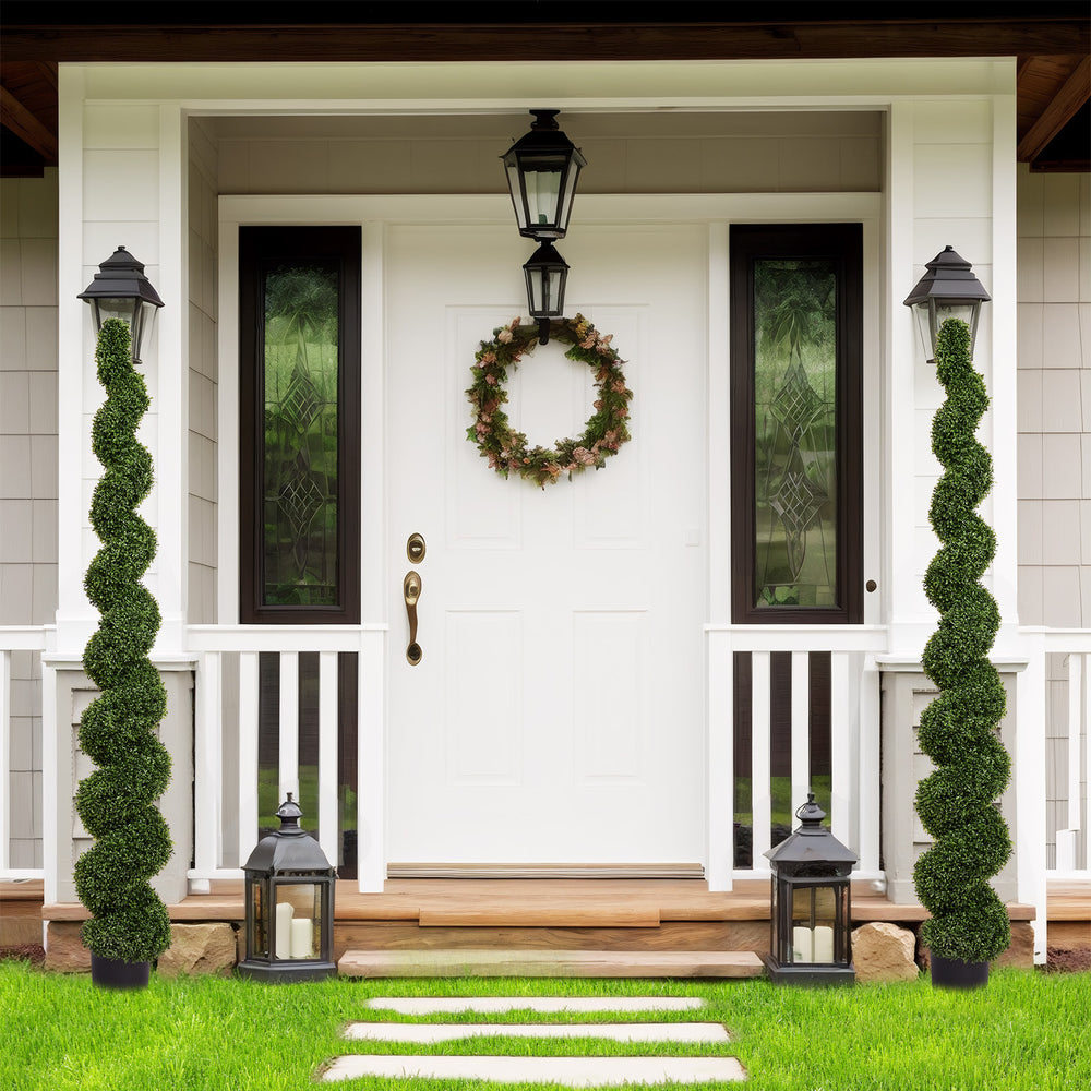 Topiary Bonsai Artificial Spiral Tree Plant Outdoor UV Resistant Plastic Boxwood 210cm Green Media 8