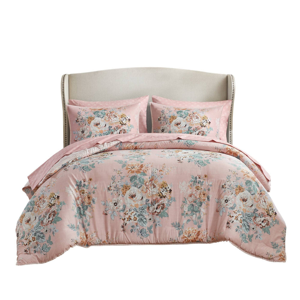 5-Piece Twin 5 Piece Vin -inspired Collection floral print,Pink Media 12