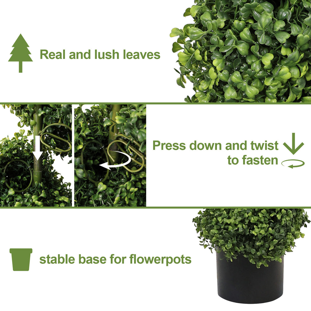7FT Spiral Topiary Trees Artificial Outdoor Faux Boxwood Plants Large Twisted Green Potted Trees with Light Green Leaves for Garden Front Porch Patio Planter Decoration, 1pc/set Media 5