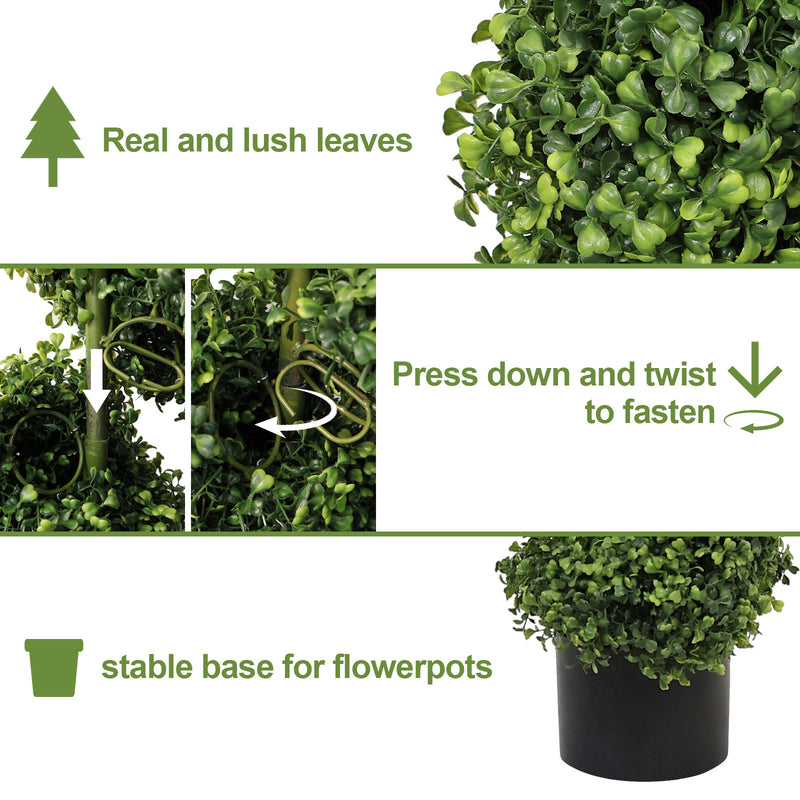 7FT Spiral Topiary Trees Artificial Outdoor Faux Boxwood Plants Large Twisted Green Potted Trees with Light Green Leaves for Garden Front Porch Patio Planter Decoration, 1pc/set