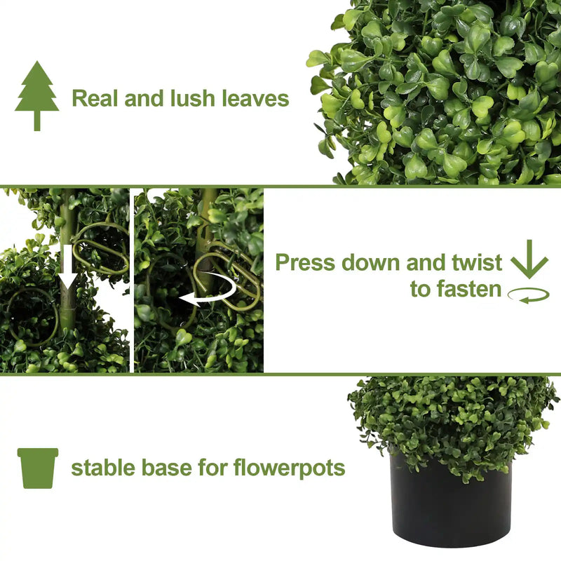7FT Spiral Topiary Trees Artificial Outdoor Faux Boxwood Plants Large Twisted Green Potted Trees with Light Green Leaves for Garden Front Porch Patio Planter Decoration, 1pc/set