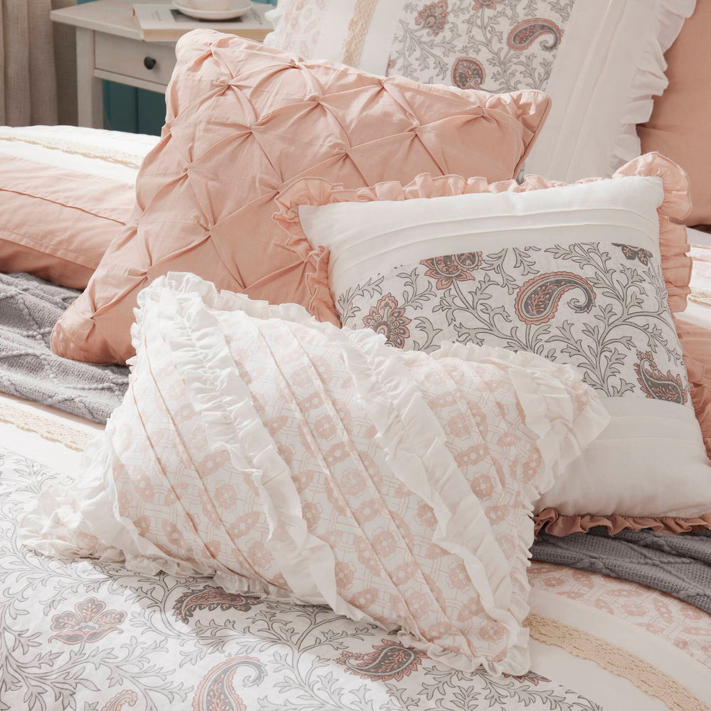 9 Piece Cotton Percale Comforter Set Blush Cal King Media 10