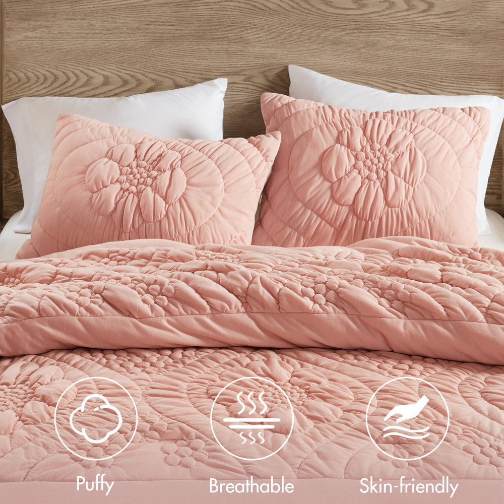 3-Piece Full/Queen Comforter Set,Pink Media 9