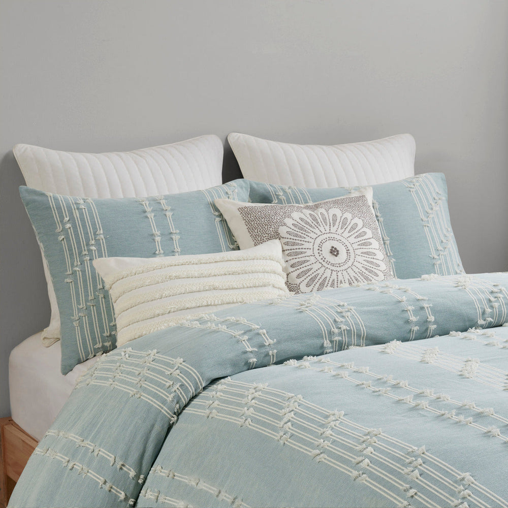 Full/Queen 3 Piece Cotton Jacquard Duvet Cover Set Media 6
