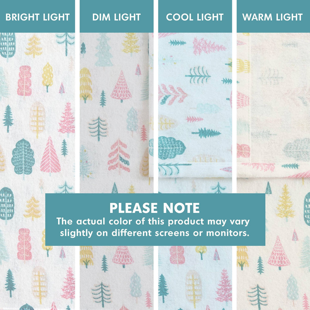 4 PCS Queen Cotton Printed Sheet Set White Holiday Trees Media 8