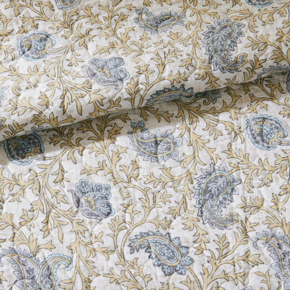 6 Piece Cotton Percale Quilt Set with Throw Pillows Yellow King/Cal King Media 2
