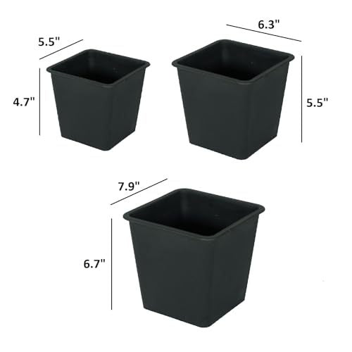 6.3' Square Nursery Plant Pot - Garden Plastic Pots with Drainage (5-Pack) Media 5