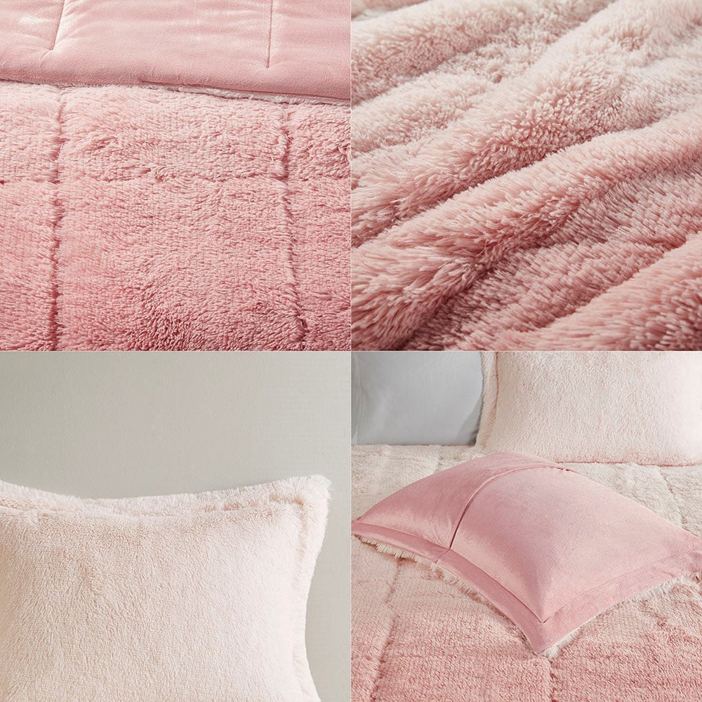 Twin/Twin XL Ombre Shaggy Long Fur Comforter Mini Set Media 6