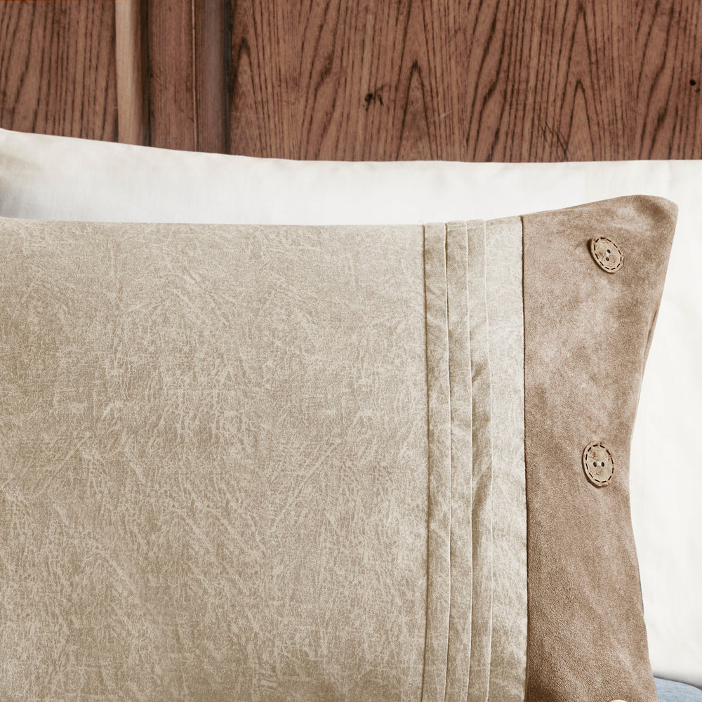 7 Piece Faux Suede Comforter Set Tan Queen Media 2