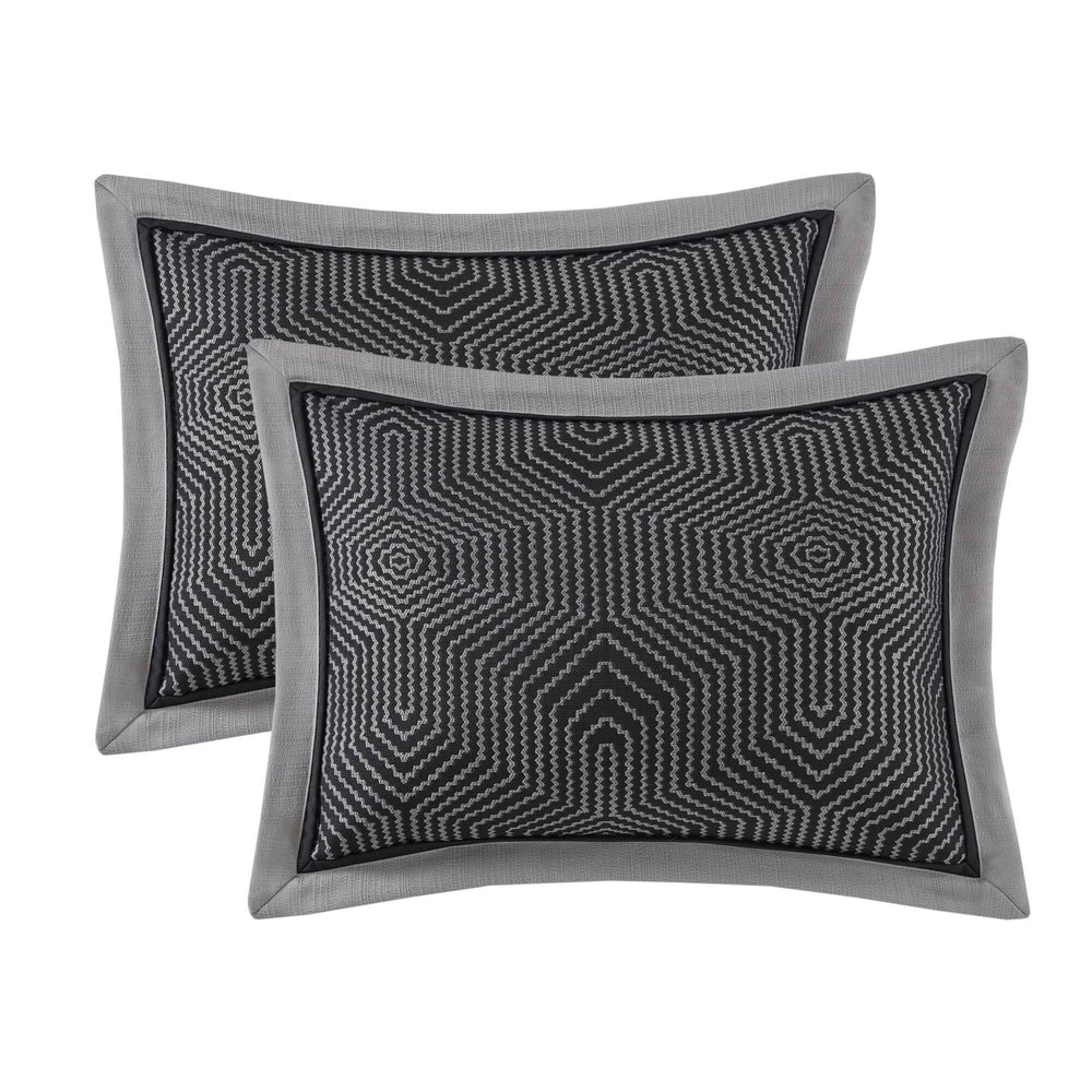 9 Pieces King Comforter Set,Black Multi Media 2