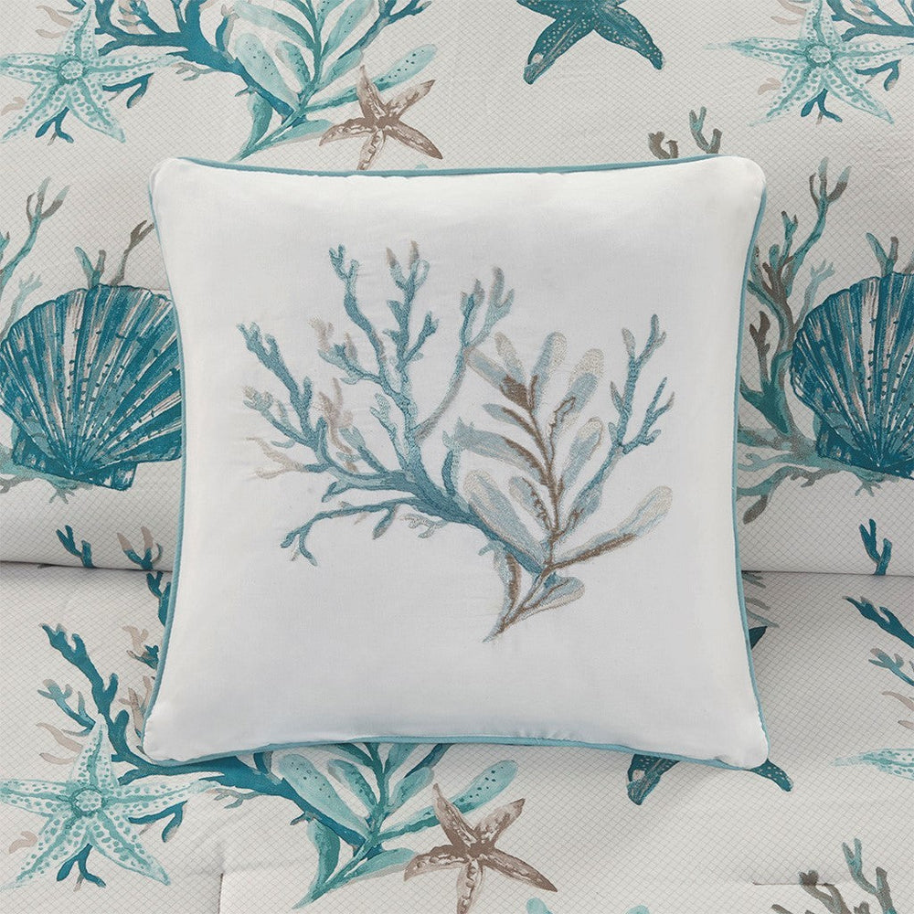 7 Piece Cotton Sateen Comforter Set Aqua Cal King Media 9