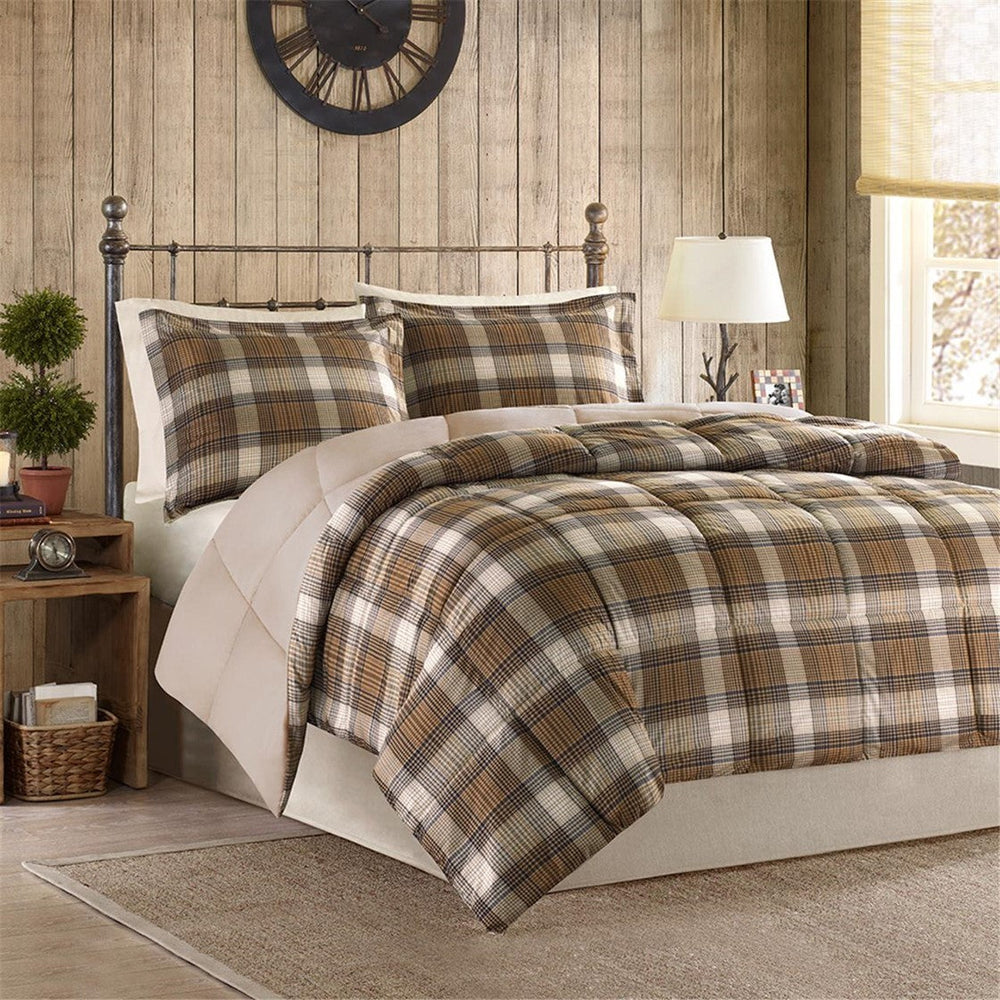 Full/Queen Classic Quilting Soft and Cozy Microfiber Solid Reverse Down Alternative Comforter Set Media 1