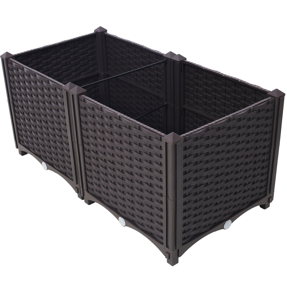 Deep Raised Garden Bed Plastic Planter Boxes for Vegetables Flowers Herbs and Succulents,Self-Watering Planter Box Raised Bed to Grow Flowers, Herbs & Vegetables, 31.5' L X 15.7' D X 14.7' H Media 3