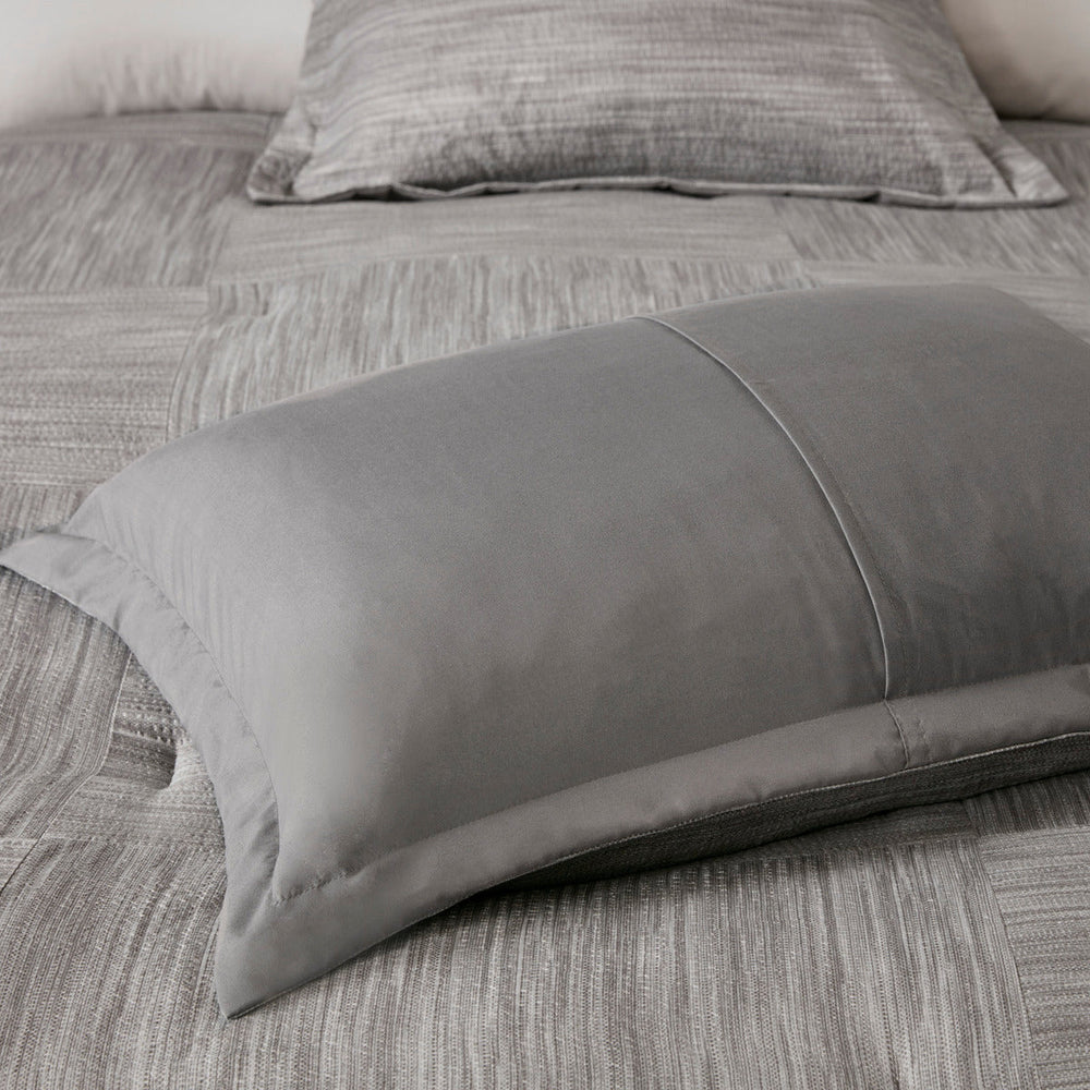 7 Piece Printed Seersucker Comforter Set Grey Cal King Media 5