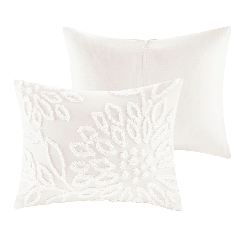 King/Cal King 3 Piece Tufted Cotton Chenille Floral Duvet Cover Set Media 5
