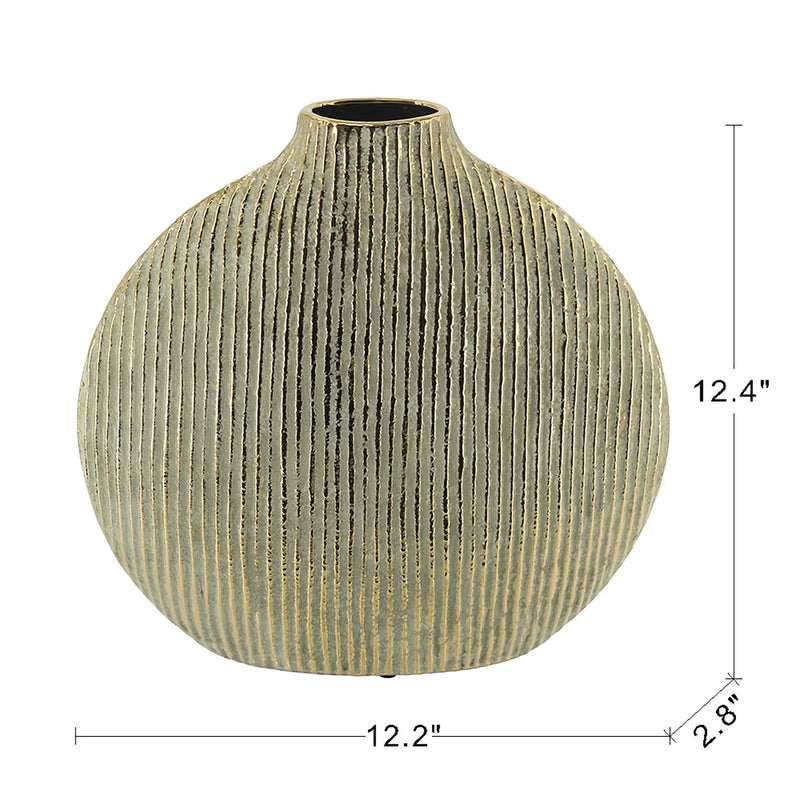 Ceramic Accent Vase with Vertical Ribbed Texture