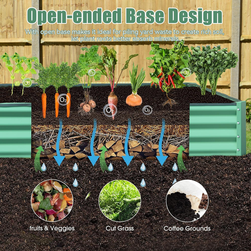 8x4x1 ft Galvanized Raised Garden Bed, Outdoor Planter Garden Boxes Large Metal Planter Box for Gardening Vegetables Fruits Flowers,Green Media 7