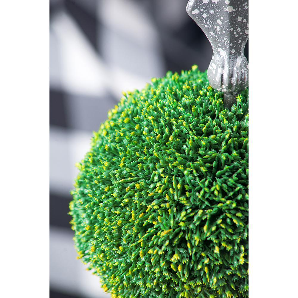 7x7x17' Faux Boxwood Topiary Sphere on Metal Spire Media 4