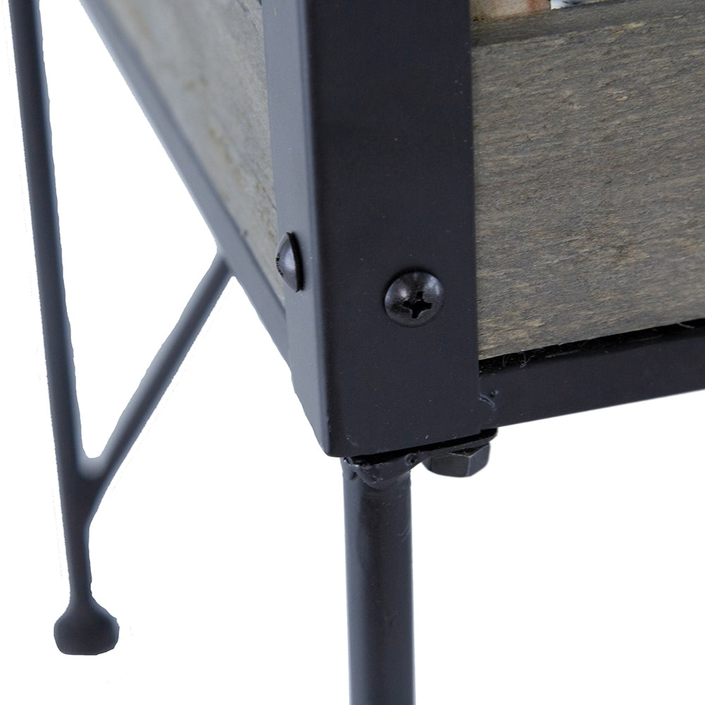 24.4x12.6x15.4' Rustic Black Trolley Cart Plant Stand, Planter Media 7