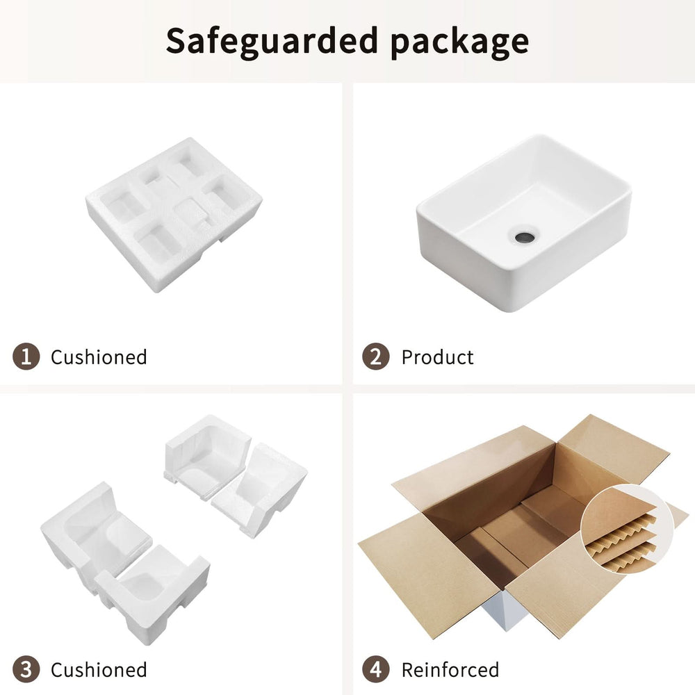 Rectangular Vessel Sink, 16'X12' Small Bowl Bathroom Vessel Sink, White Ceramic Lavatory Above Counter Art Basin Vanity Sink Media 6