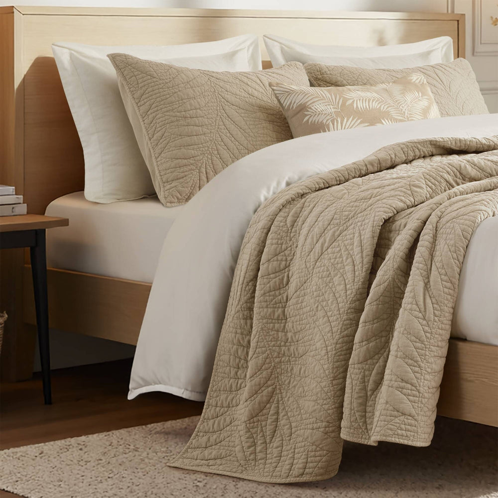 King 3 Piece Cotton Quilt Set Linen Media 18