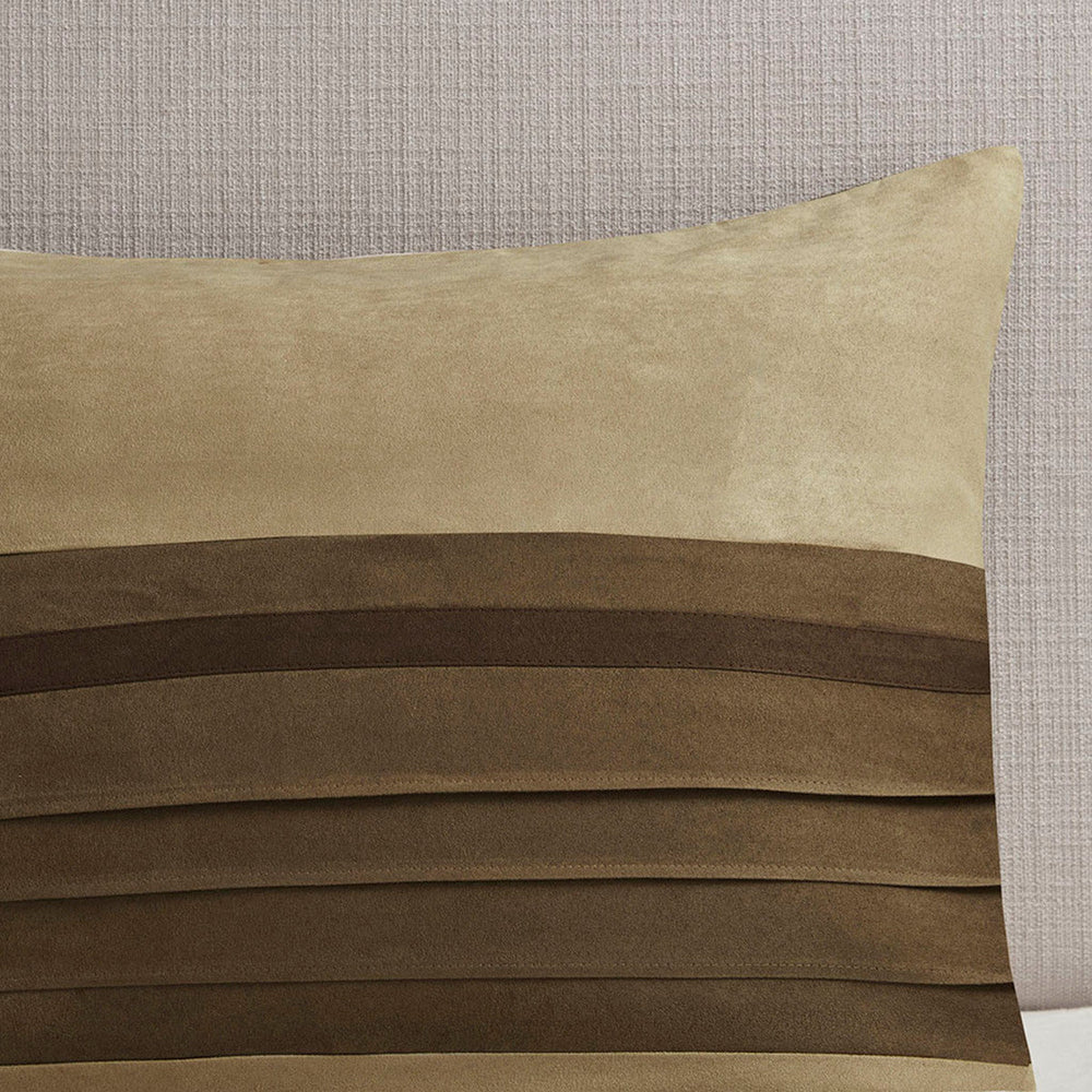 7 PC Pieced Faux Suede Comforter Set Natural Cal King Media 6