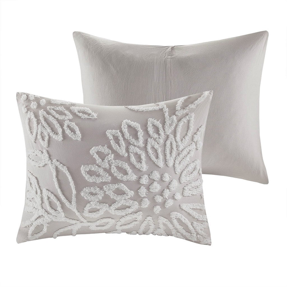 King/Cal King 3 Piece Tufted Cotton Chenille Floral Duvet Cover Set Media 7