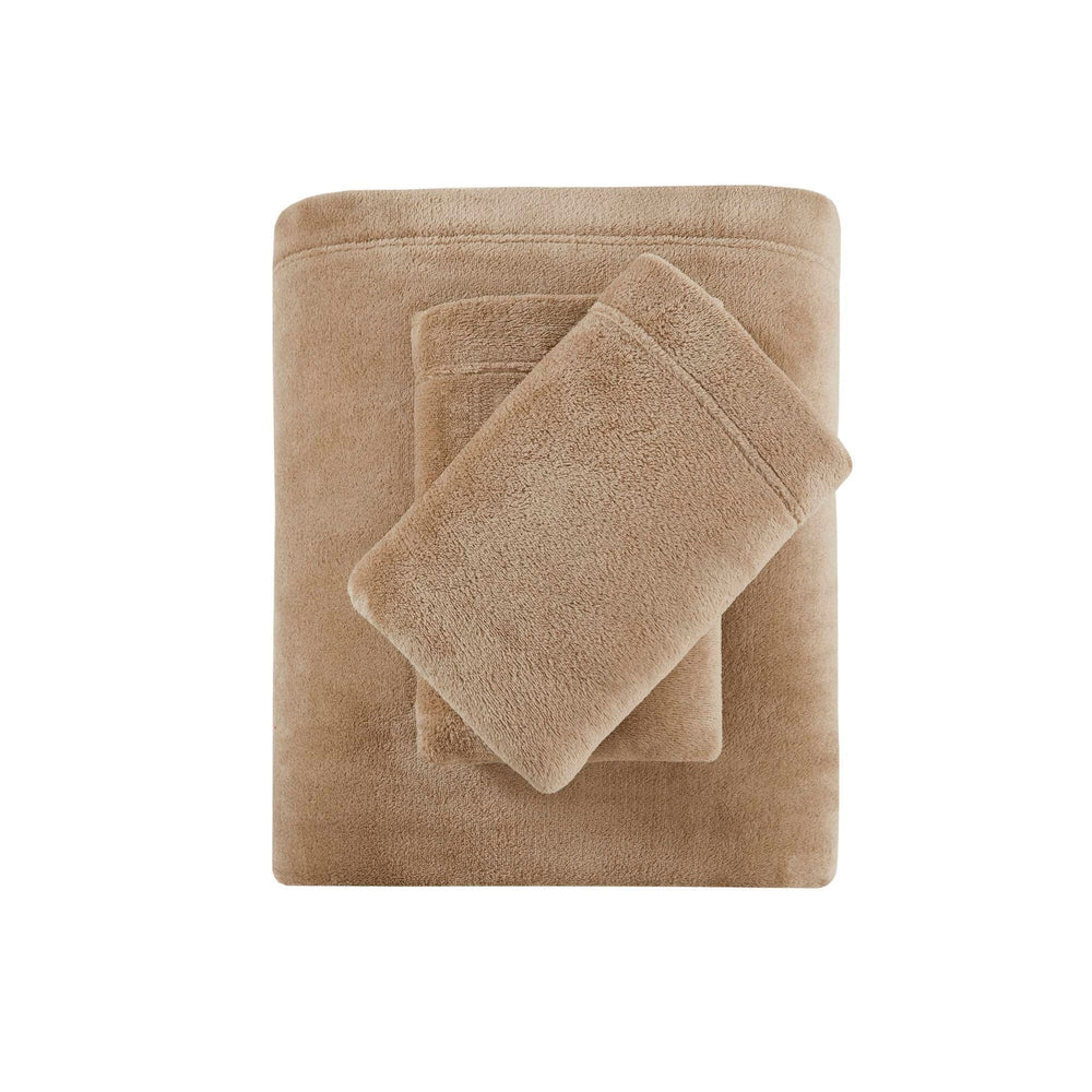 4 PCS King Micro Plush Sheet Set Taupe Media 20