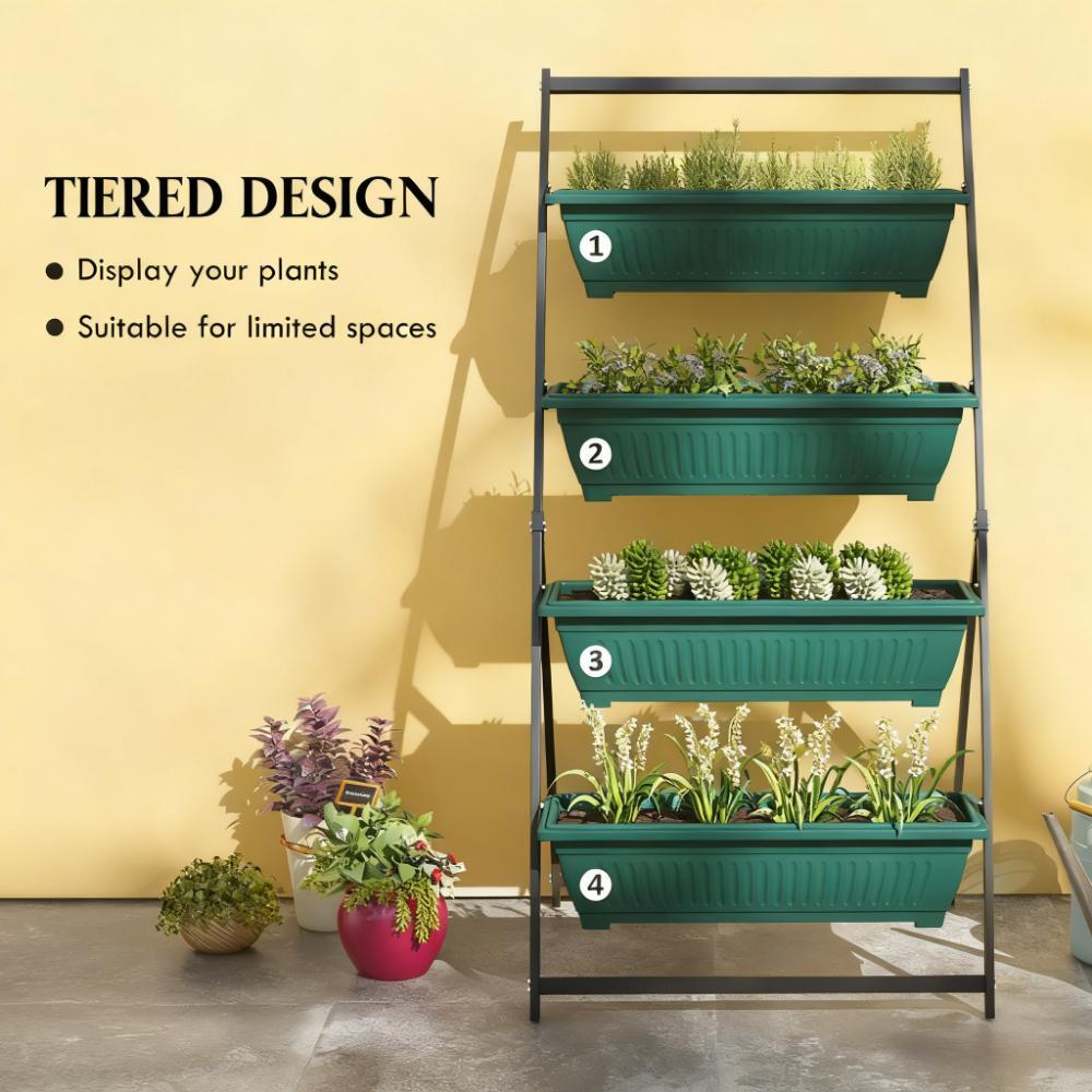 Plant Stand Grow Container,4-Tier Vertical Raised Garden Planter with 4 Boxes,for Vegetable & Flowers Media 5