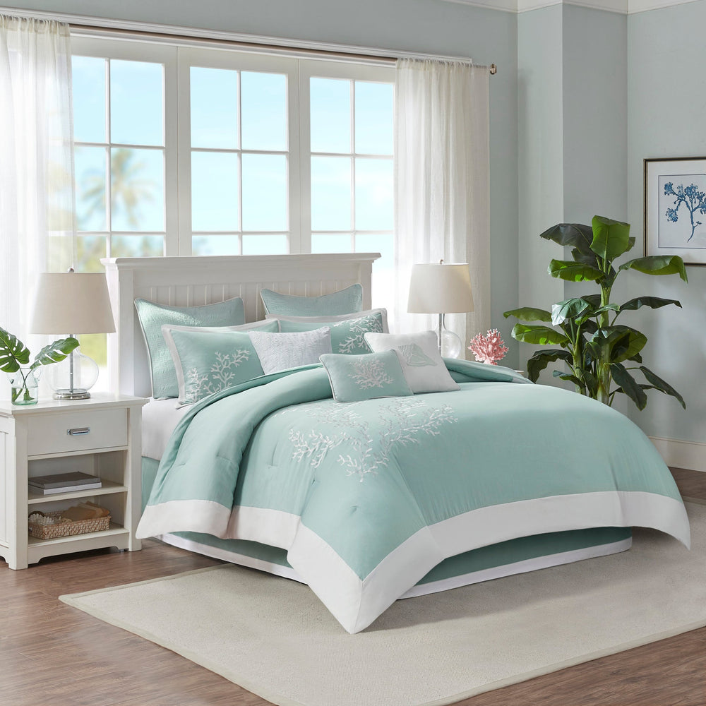 Oversized Cotton Jacquard Comforter Set Aqua King Media 8